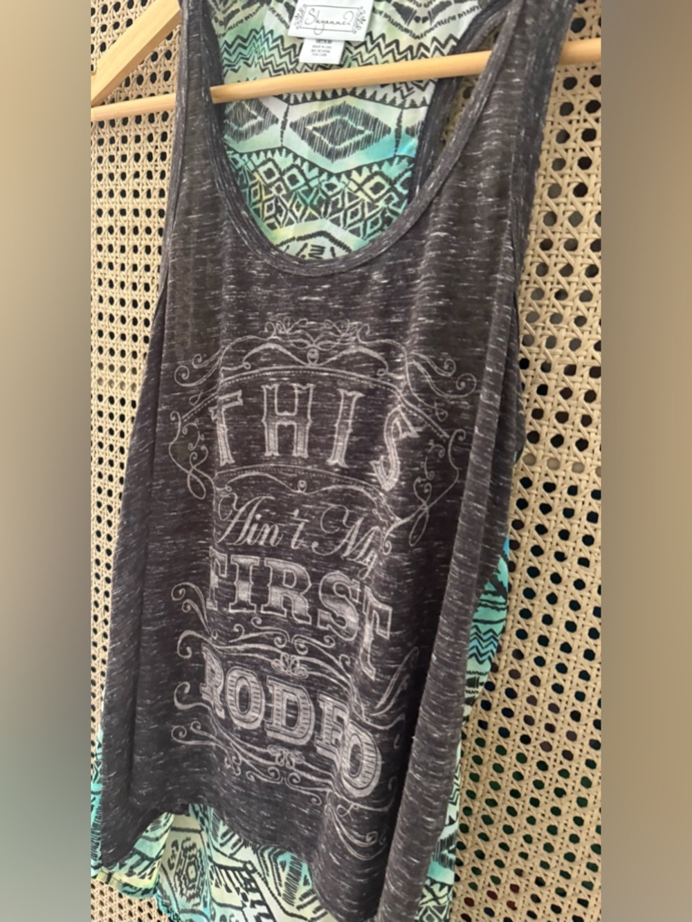 Country Hot Tank with Aztec Print